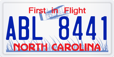 NC license plate ABL8441