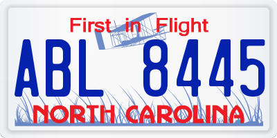 NC license plate ABL8445