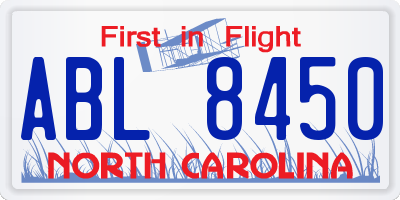NC license plate ABL8450