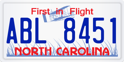 NC license plate ABL8451
