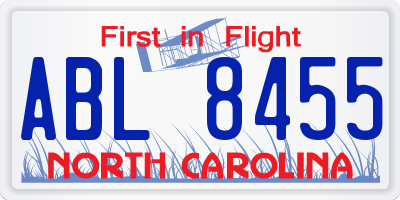 NC license plate ABL8455