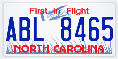 NC license plate ABL8465