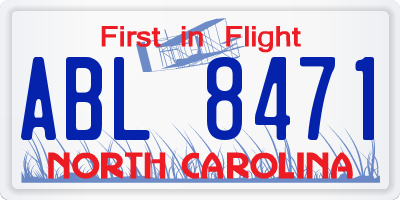 NC license plate ABL8471