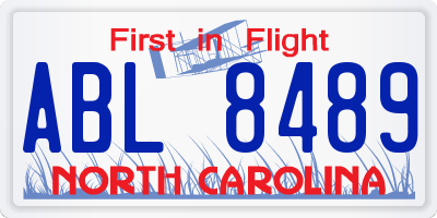 NC license plate ABL8489
