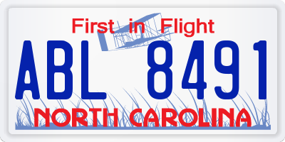 NC license plate ABL8491
