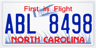 NC license plate ABL8498