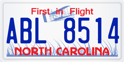 NC license plate ABL8514