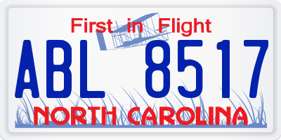 NC license plate ABL8517