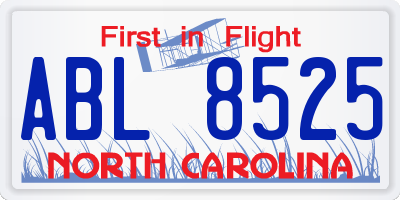 NC license plate ABL8525