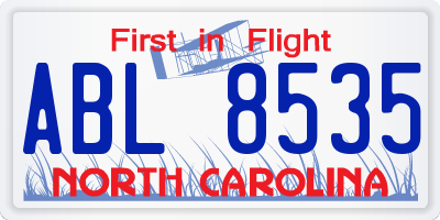 NC license plate ABL8535