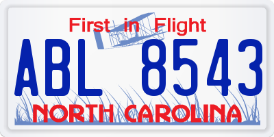 NC license plate ABL8543