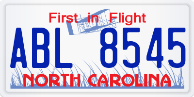 NC license plate ABL8545