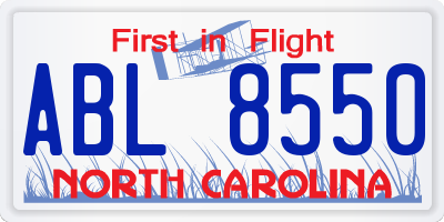 NC license plate ABL8550