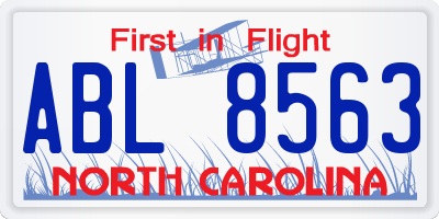 NC license plate ABL8563