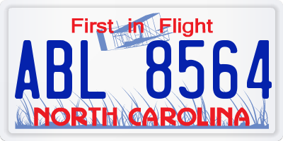 NC license plate ABL8564