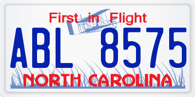 NC license plate ABL8575