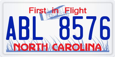 NC license plate ABL8576