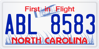 NC license plate ABL8583