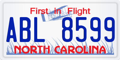 NC license plate ABL8599