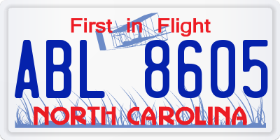 NC license plate ABL8605