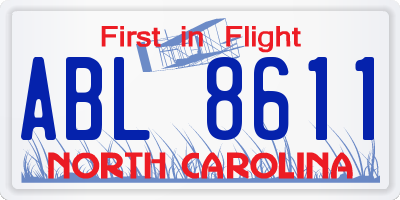 NC license plate ABL8611
