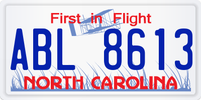 NC license plate ABL8613