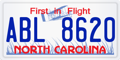 NC license plate ABL8620