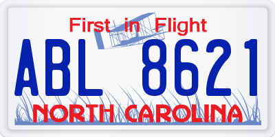 NC license plate ABL8621