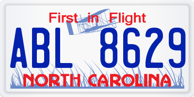 NC license plate ABL8629