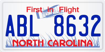 NC license plate ABL8632