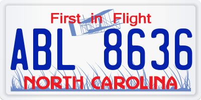 NC license plate ABL8636