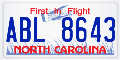 NC license plate ABL8643