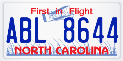 NC license plate ABL8644