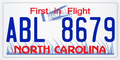 NC license plate ABL8679