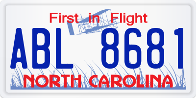 NC license plate ABL8681