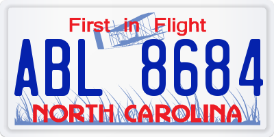 NC license plate ABL8684