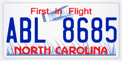 NC license plate ABL8685