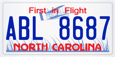 NC license plate ABL8687