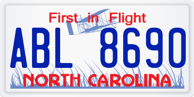 NC license plate ABL8690