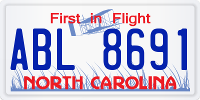 NC license plate ABL8691