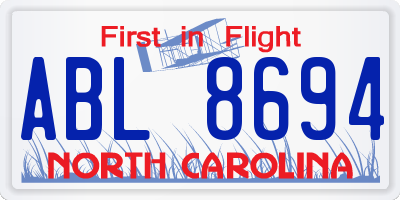 NC license plate ABL8694