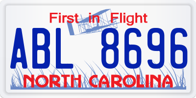 NC license plate ABL8696