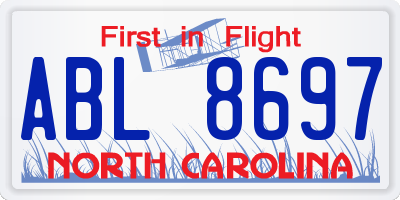 NC license plate ABL8697