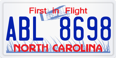 NC license plate ABL8698