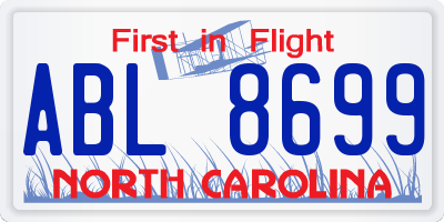 NC license plate ABL8699