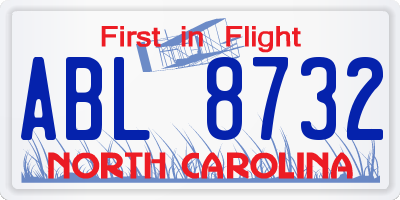 NC license plate ABL8732