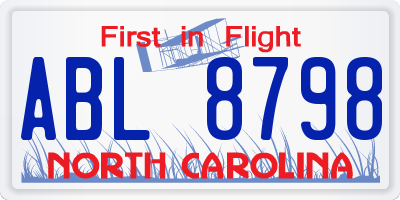 NC license plate ABL8798