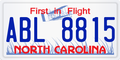 NC license plate ABL8815