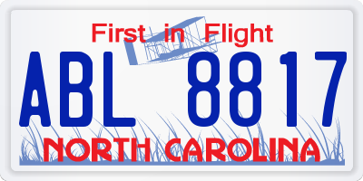 NC license plate ABL8817
