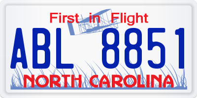 NC license plate ABL8851